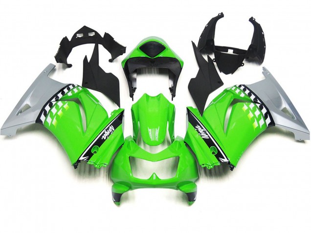 Outlet 2008-2013 Kawasaki Ninja 250 Motorcycle Fairings - Green and Black Check Outlet 2008-2013 Kawasaki Ninja 250 Motorcycle Fairings - Green and Black Check