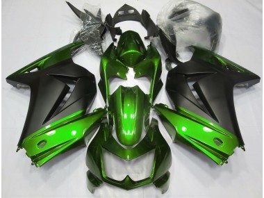 Outlet 2008-2013 Kawasaki Ninja 250 Motorcycle Fairings - Green and Matte Black