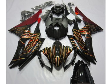 Outlet 2008-2016 Yamaha R6 Motorcycle Fairings - Custom Flame