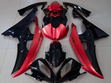 Outlet 2008-2016 Yamaha R6 Motorcycle Fairings - Gloss Black & Candy Red