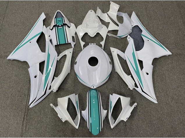 Outlet 2008-2016 Yamaha R6 Motorcycle Fairings - Gloss White and Teal