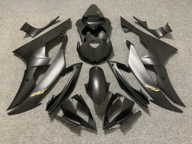 Outlet 2008-2016 Yamaha R6 Motorcycle Fairings - Matte Black with Gold Logo Outlet 2008-2016 Yamaha R6 Motorcycle Fairings - Matte Black with Gold Logo