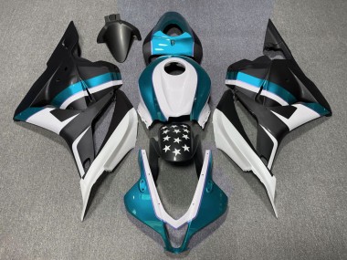Outlet 2009-2012 Honda CBR600RR Motorcycle Fairings - Matte Black and Light Blue Star