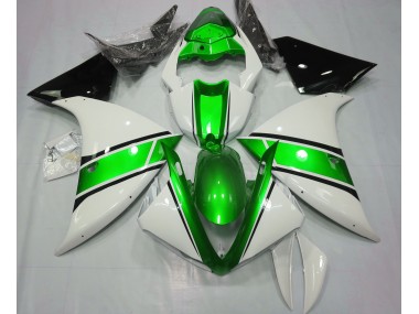 Outlet 2009-2012 Yamaha R1 Motorcycle Fairings - Gloss White and Metallic Green
