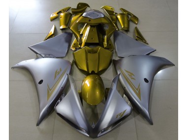 Outlet 2009-2012 Yamaha R1 Motorcycle Fairings - Matte Silver & Gold