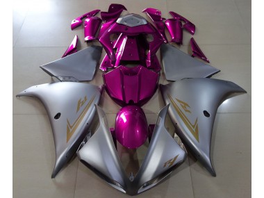 Outlet 2009-2012 Yamaha R1 Motorcycle Fairings - Matte Silver & Pink