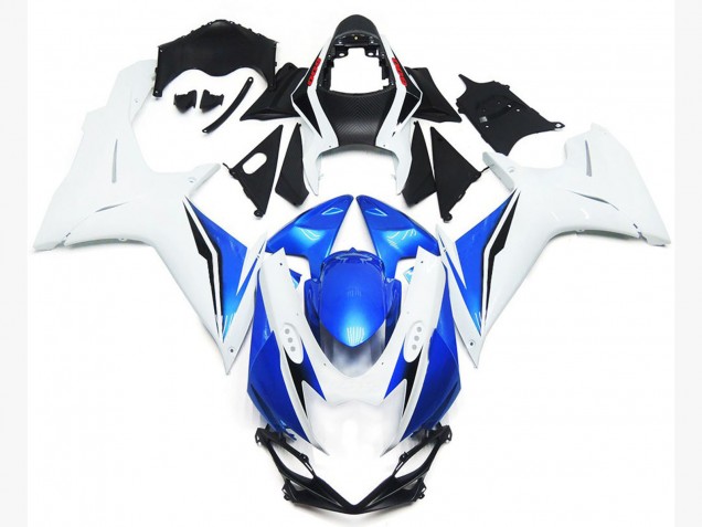 Outlet 2011-2020 Suzuki GSXR 600-750 Motorcycle Fairings - Gloss White and Blue Style