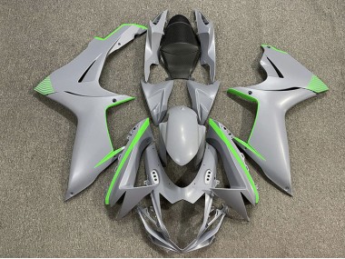 Outlet 2011-2020 Suzuki GSXR 600-750 Motorcycle Fairings - Matte Nardo Gray & Green Accents