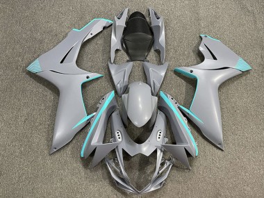 Outlet 2011-2020 Suzuki GSXR 600-750 Motorcycle Fairings - Matte Nardo Gray & Teal Accents