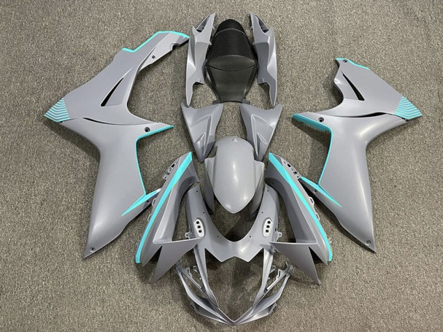 Outlet 2011-2020 Suzuki GSXR 600-750 Motorcycle Fairings - Matte Nardo Gray & Teal Accents Outlet 2011-2020 Suzuki GSXR 600-750 Motorcycle Fairings - Matte Nardo Gray & Teal Accents