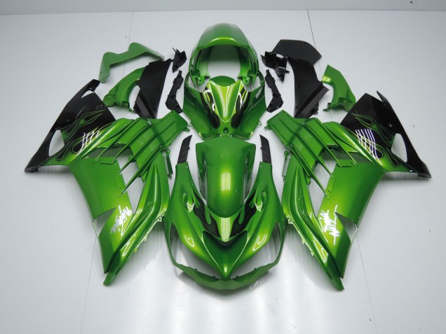 Outlet 2012-2019 Kawasaki ZX14R Motorcycle Fairings - Green Flame Outlet 2012-2019 Kawasaki ZX14R Motorcycle Fairings - Green Flame