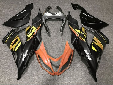 Outlet 2013-2018 Kawasaki ZX6R Motorcycle Fairings - Gloss Black & Orange