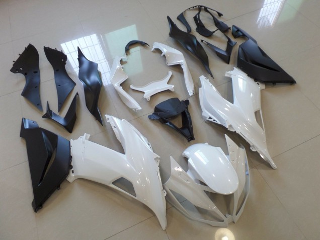 Outlet 2013-2018 Kawasaki ZX6R Motorcycle Fairings - Gloss White Black Outlet 2013-2018 Kawasaki ZX6R Motorcycle Fairings - Gloss White Black