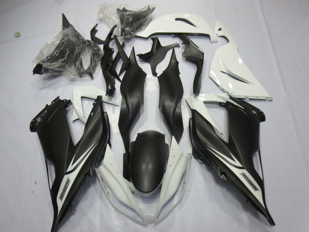 Outlet 2013-2018 Kawasaki ZX6R Motorcycle Fairings - Matte Black White Outlet 2013-2018 Kawasaki ZX6R Motorcycle Fairings - Matte Black White