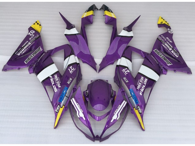 Outlet 2013-2018 Kawasaki ZX6R Motorcycle Fairings - Purple Logo Style