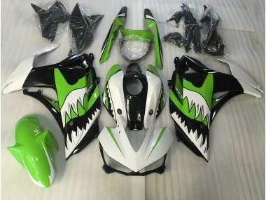 Outlet 2015-2018 Yamaha R3 Motorcycle Fairings - Lime Green and White Shark
