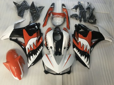 Outlet 2015-2018 Yamaha R3 Motorcycle Fairings - Orange and White Shark
