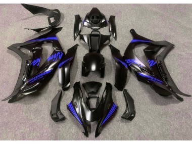 Outlet 2016-2019 Kawasaki ZX10R Motorcycle Fairings - Satin Black & Blue