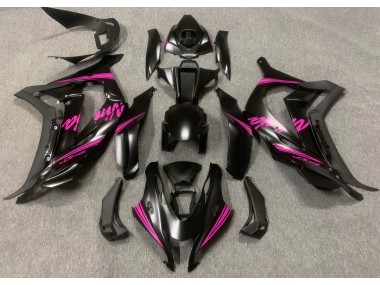 Outlet 2016-2019 Kawasaki ZX10R Motorcycle Fairings - Satin Black & Pink