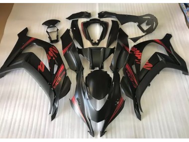 Outlet 2016-2019 Kawasaki ZX10R Motorcycle Fairings - Satin Black & Red