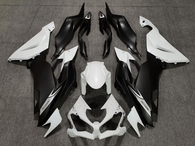 Outlet 2019-2020 Kawasaki ZX6R Motorcycle Fairings - Matte Pearl White and Black Outlet 2019-2020 Kawasaki ZX6R Motorcycle Fairings - Matte Pearl White and Black